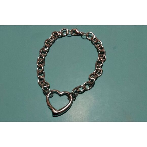 NEW~Trendy Silver Dangling Open Heart Charm Toggle Style Necklace & Bracelet Set - Picture 2 of 3